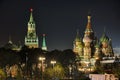 Lights of Kremlin Ruby Stars and Amazing St. BasilÃ¢â¬â¢s Cathedral